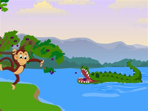 The monkey and the crocodile - Panchatantra stories retold - picture ...