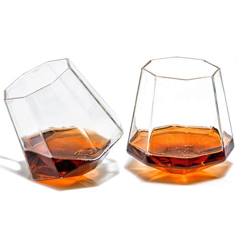 Buy Prestige Decanters Diamond Whiskey Glasses - Rocks Glass for Rum ...