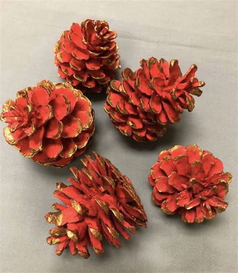 Red Pine Cones /cones/pine Cones on Sticks/rustic Decor - Etsy