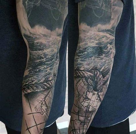 40 Nautical Sleeve Tattoos For Men - Seafaring Ink Deisgn Ideas