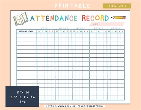 Printable Homeschool Attendance Sheet Teacher Log Digital | Etsy