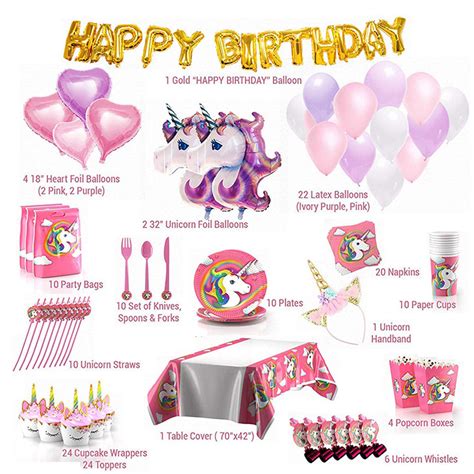 MioParty™: Unicorn Party Favors with Tableware kit Unicorn Birthday Decorations for Girls ...