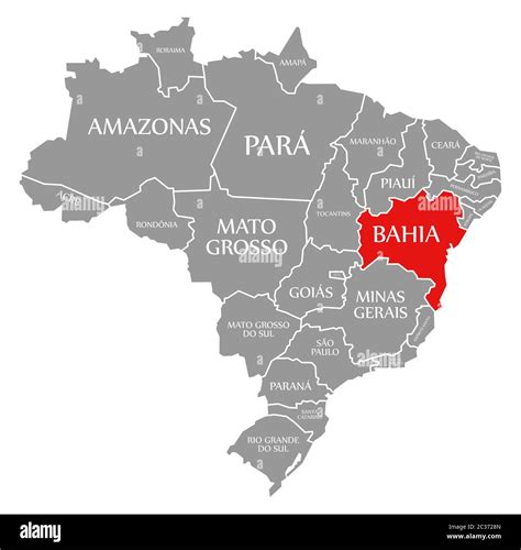 Bahia red highlighted in map of Brazil Stock Photo - Alamy