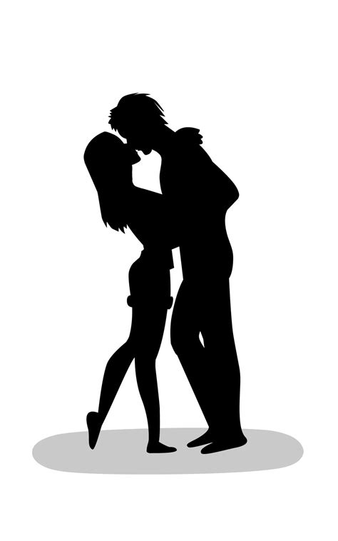 silhouette image illustration, kissing couple 3513575 Vector Art at ...