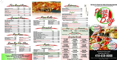 Pizza Boy menu in Rising Sun, Maryland, USA