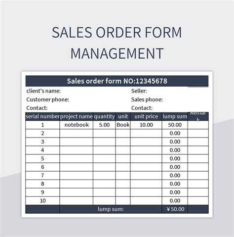 Sales Order Form Management Excel Template And Google Sheets File For Free Download - Slidesdocs