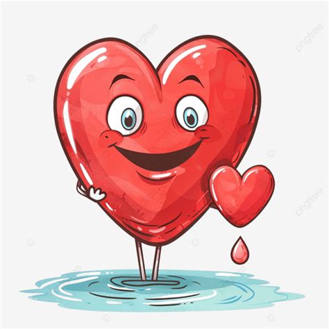 Cute Cartoon Water Drop Holding Big Red Heart, Water, Cartoon, Blue PNG Transparent Image and ...