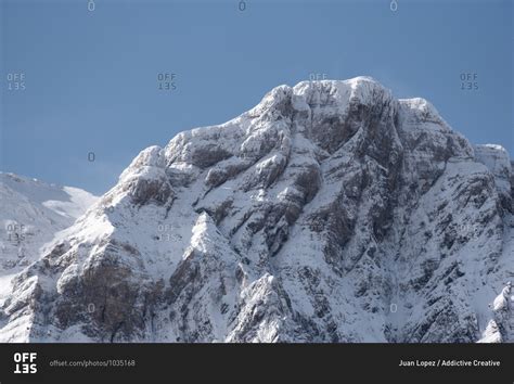 Spectacular scenery of Pyrenees mountain range covered with snow ...