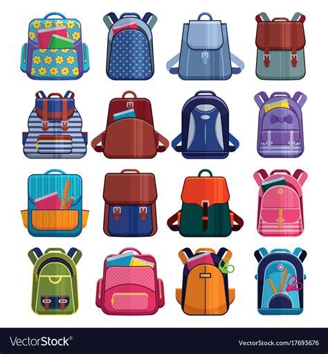 Cartoon kids school bags backpack back to school Vector Image