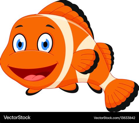 Cute clown fish cartoon Royalty Free Vector Image