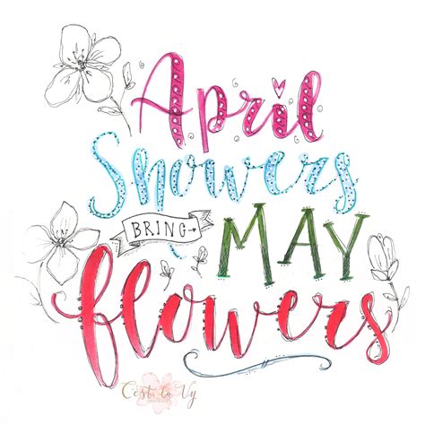 April showers bring may flowers Handlettering quote Brushpen Flowers ...