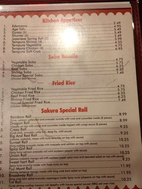 Sakura Steak House Menu, Menu for Sakura Steak House, Christiansburg, Roanoke - Urbanspoon/Zomato