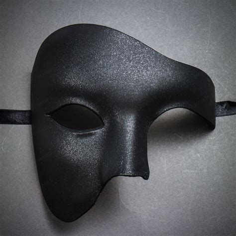 Phantom Venetian Masquerade Half Face Party Mask - Black | Black masquerade mask, Mask ...