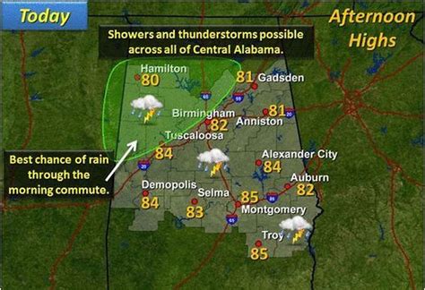 Montgomery area weather: Chance of showers and thunderstorms, a high ...