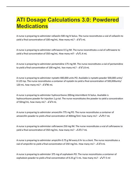 Bundle for ATI Dosage ,Chapter 52 Dosage Calculations tests compilation | everything you need ...