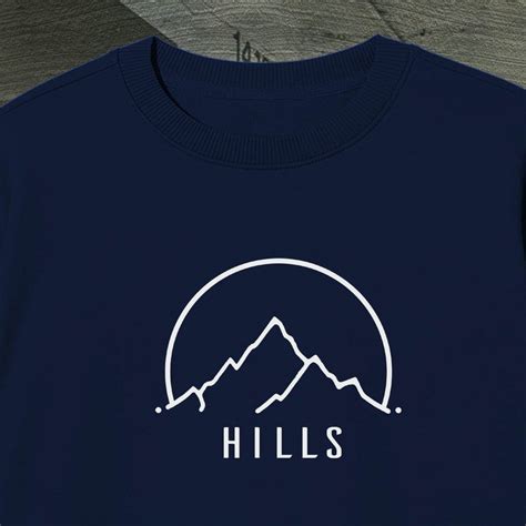 HILLS Logo Mountain University T Army Blue Unisex Casual Custom Gifts - Shop hillsscreenprinting ...