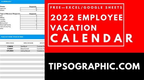 I just downloaded a simple free 2022 Employee Vacation Calendar with Tracker for Excel from ...