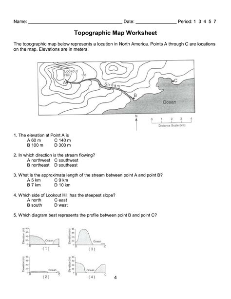 Reading Topographic Maps Worksheets