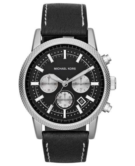 Lyst - Michael kors Men'S Chronograph Scout Black Leather Strap Watch ...