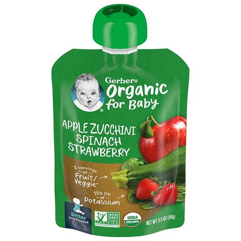 Gerber Organic for Baby Food Pouch - Apple Zucchini Spinach ...