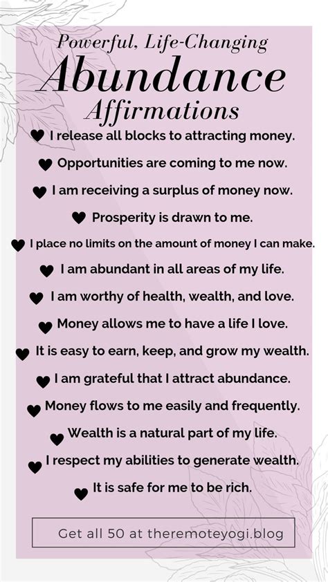 50 Affirmations for Abundance Mindset | Positive self affirmations, Affirmation quotes, Affirmations