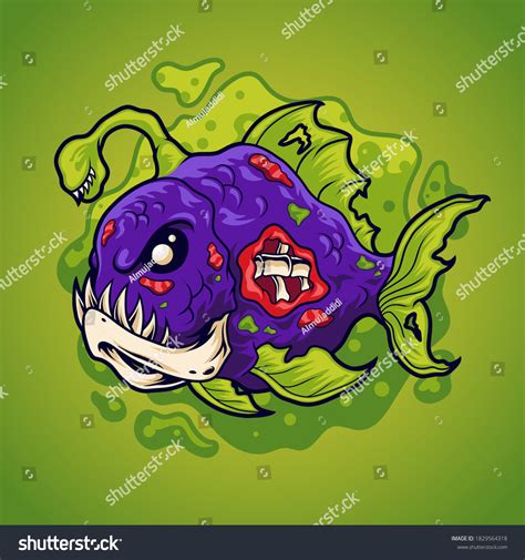 Zombie Fish Monster Vector Illustration Stock Vector (Royalty Free ...