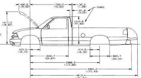 S10 Pickup Truck Measurements Drawing