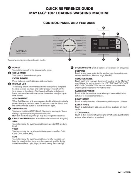 Maytag MVW8230HC, MVW7230HW, MVW6230RHW, MVW6230HW, MVW7232HW Quick Guide