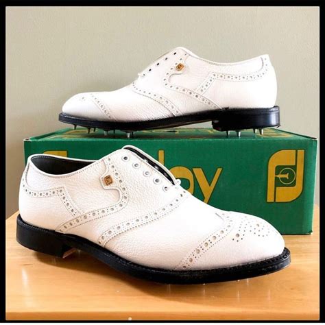 NEW FootJoy Classics White Leather brogue wingtip golf shoes Men's 8.5D 1980's | Golf shoes mens ...