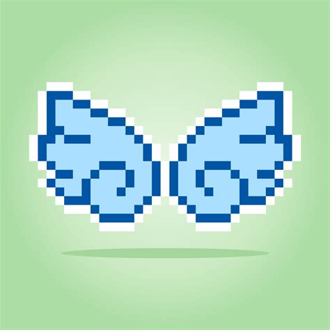 8 bit pixel of angel wings in Vector Illustrations for Game Assets or Cross Stitch Patterns ...