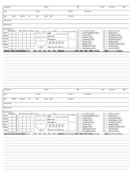 D&D 5e Character Sheets Aplenty | Frankly Speaking