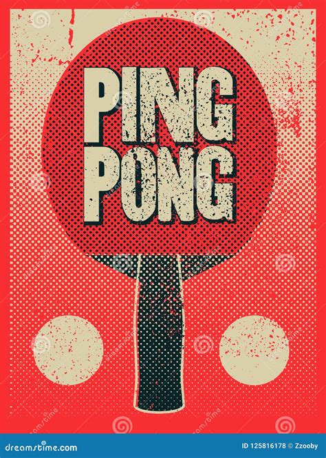 Ping Pong Typographical Vintage Grunge Style Poster. Retro Vector Illustration. Stock Vector ...