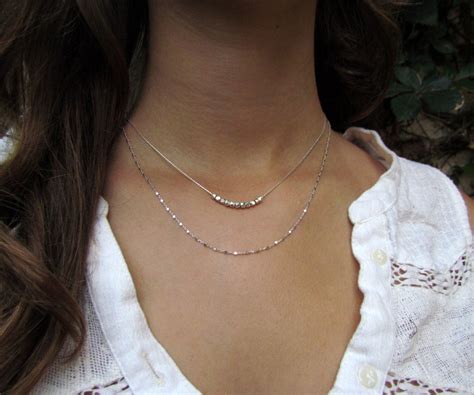 Sparkle Silver Necklace Simple Silver Necklace Silver - Etsy