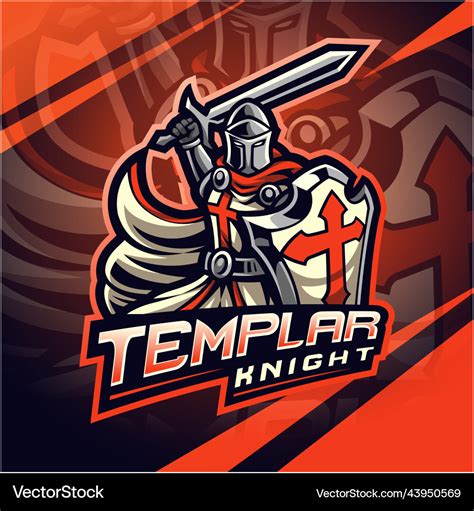 Knights templar esport mascot logo design Vector Image