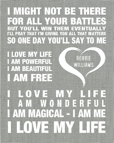 Robbie Williams Love My Life Music Song Lyrics Textured | Etsy