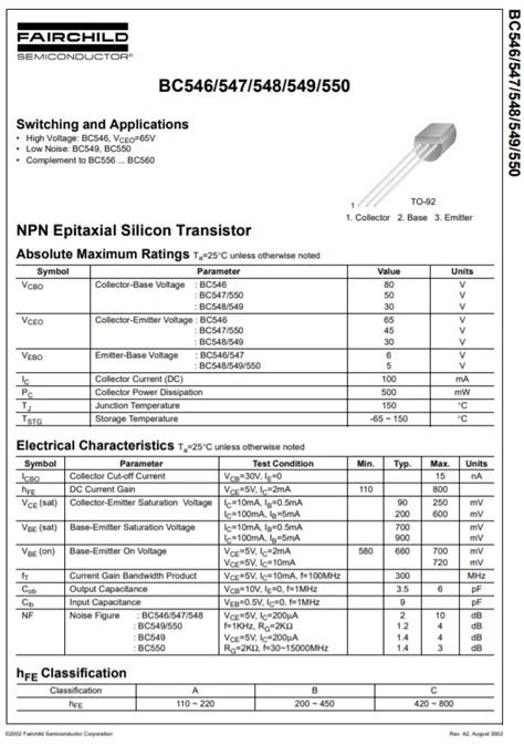 Basics of BC547 Transistor Pinout, Specs and Uses