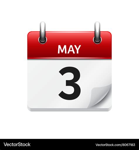 May 3 flat daily calendar icon date Royalty Free Vector