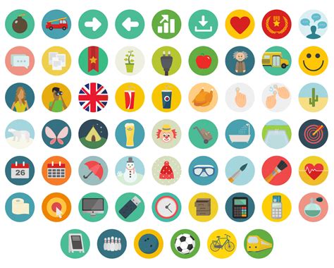 60 Free vector flat round icons set on Round Icons | Web design icon, Free web design, Free icon set