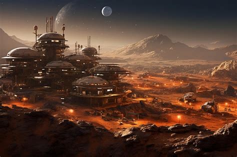 Premium AI Image | Mars Settlement A New Human Colony Generative AI