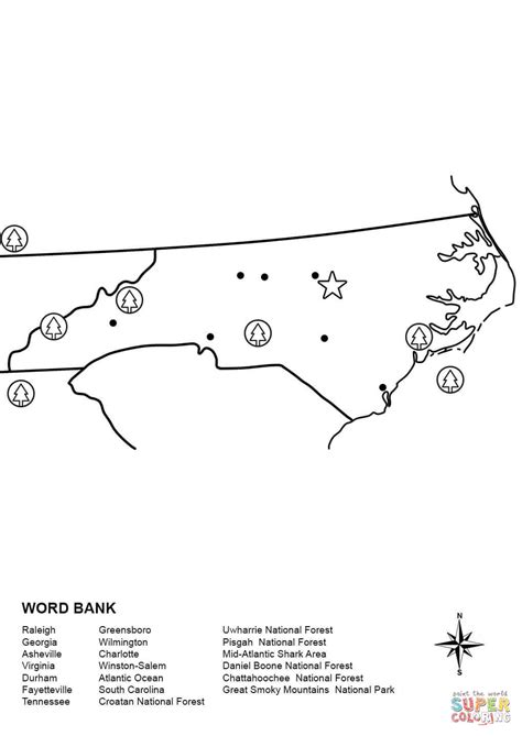 North Carolina Map Worksheet Coloring Page Free Printable Coloring ...