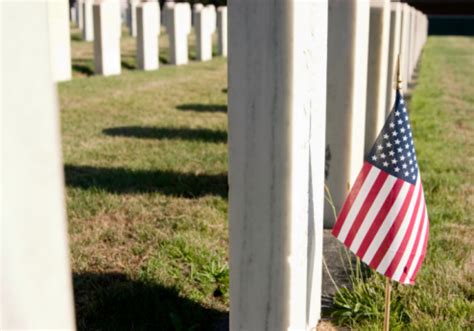 American Flag At Military Cemetery Grave Stock Photo - Download Image Now - Air Force, American ...