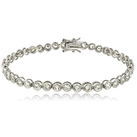 Cubic Zirconia Sterling Silver Bezel-Set Classic Tennis Bracelet - Walmart.com