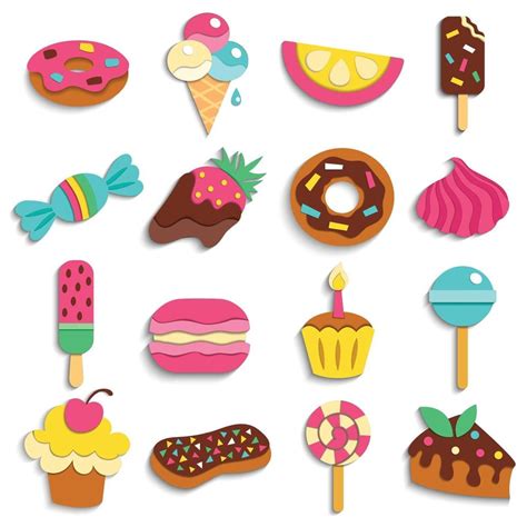 Sweets Party Treats Icons Collection Vector Illustration 2328404 Vector ...