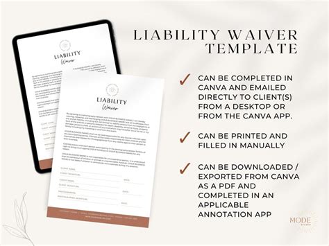 Waiver Template for Liability Photography Business Liability - Etsy