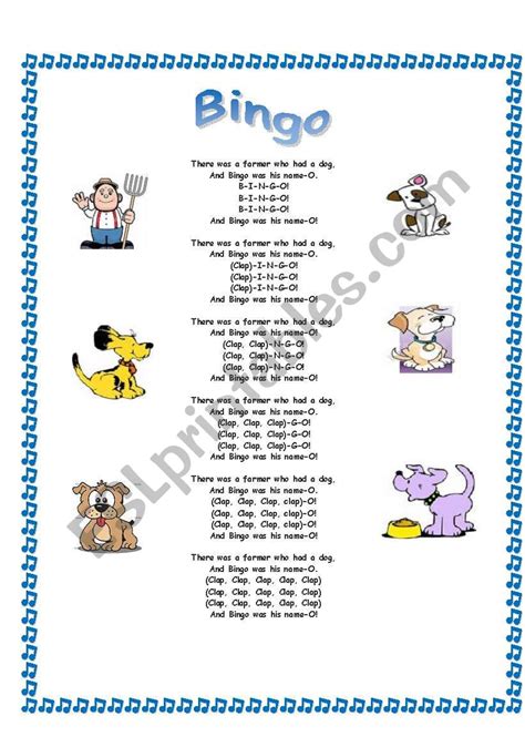 Bingo Song - ESL worksheet by BoopBetty