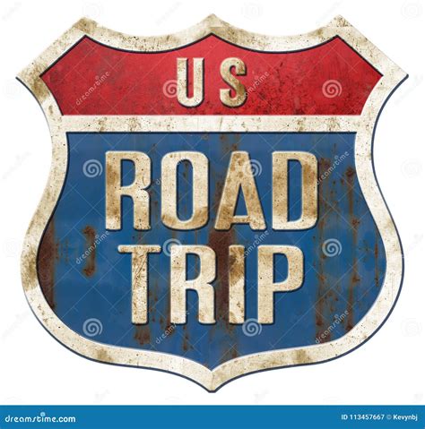 Road Trip Highway Sign Vintage Stock Illustration - Illustration of ...