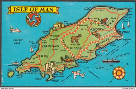 Map, Isle of Man, c.1972 - Postcard | For sale on Delcampe | Isle of ...