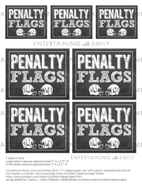 Football Penalty Flags Stickers Instant Download PDF Digital - Etsy