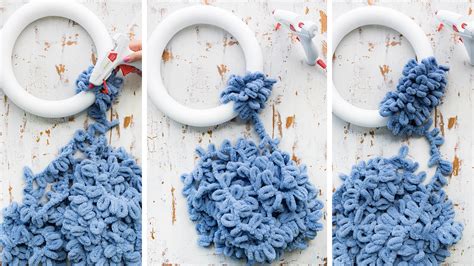 DIY Yarn Loop Wreath with Bernat Blanket EZ - Sewrella