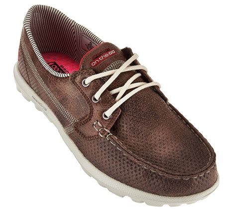 Skechers On-the-GO Embossed Lace-up Boat Shoes - Tide - Page 1 — QVC.com